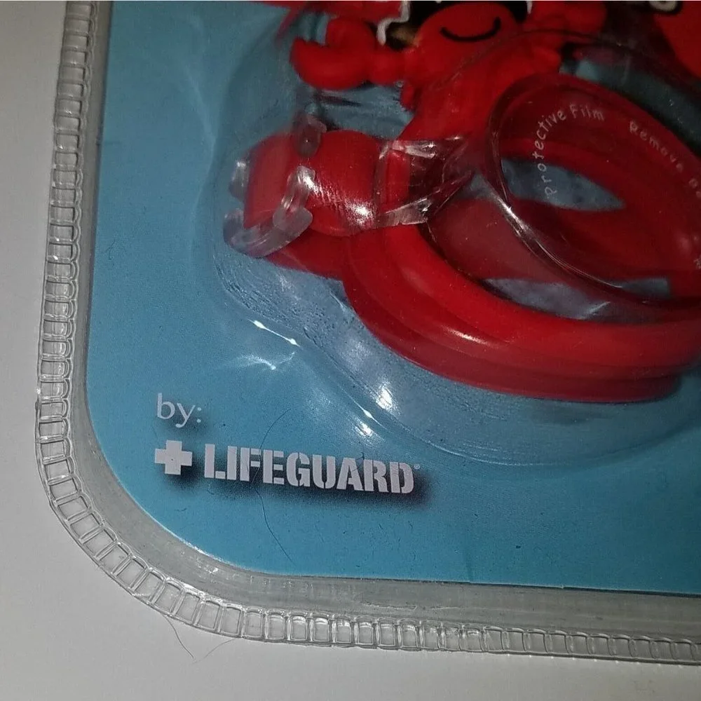 NEW Child Molded Swim Goggles by Lifeguard Red Pirate Crab Lobster 3+